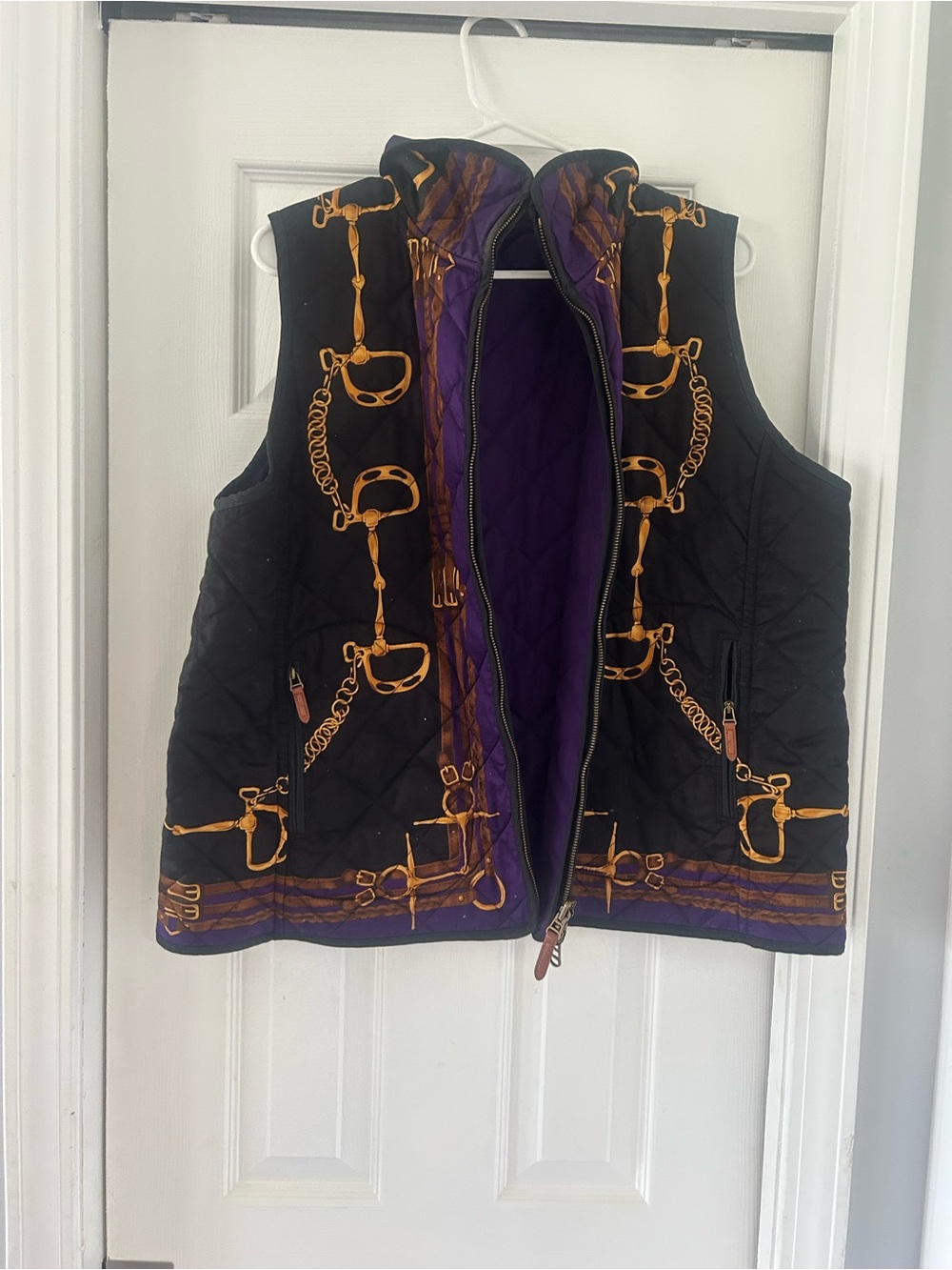 Lauren Ralph Lauren Reversible Equestrian Quilted Vest Plus Size 1X Purple